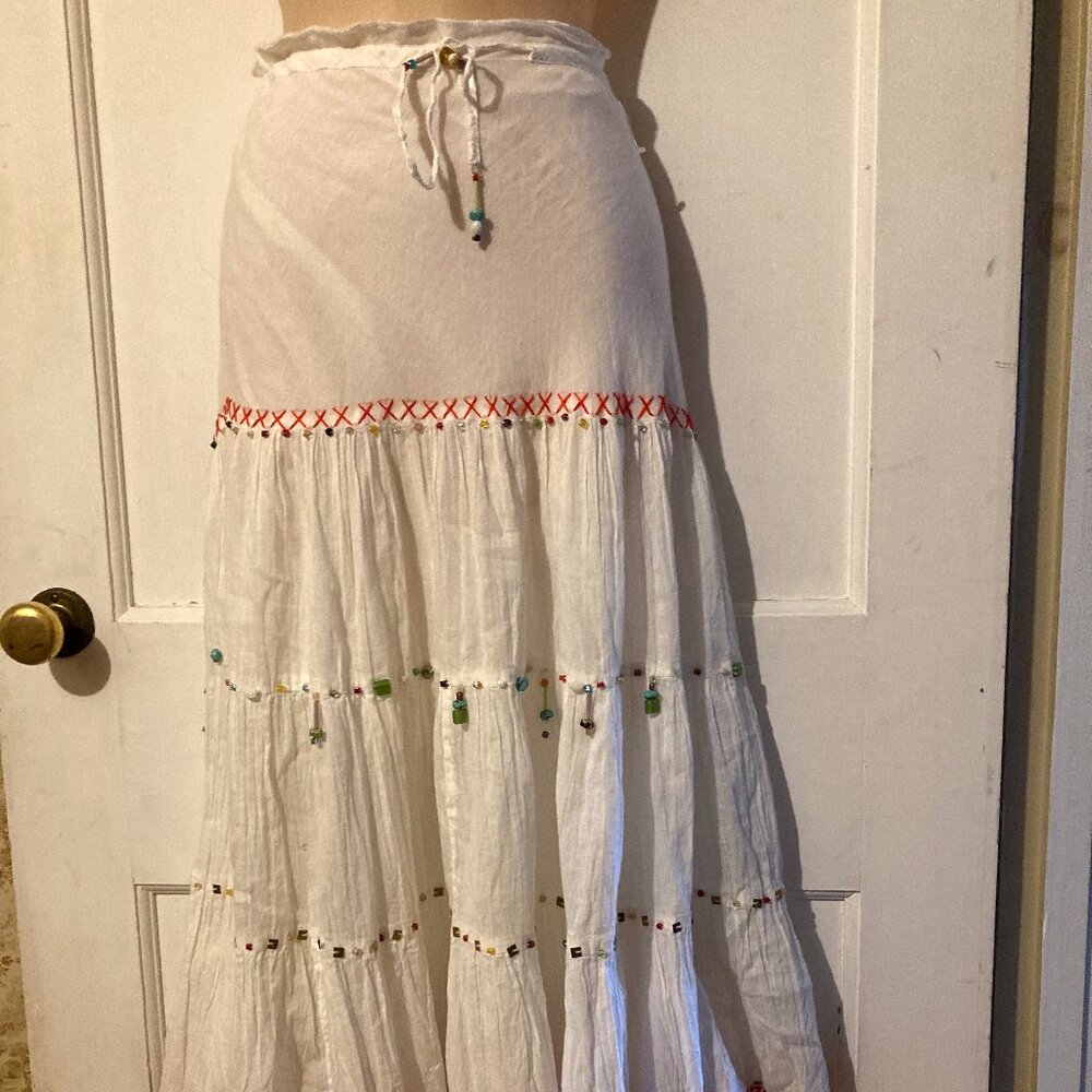 SOLSTICE Women's Beaded Bohemian Peasant Maxi Skirt ~ Sz S ~ NWOT!